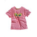 Girl's Pink Crew Neck Short Sleeve Patterned T-Shirt