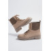 Women's Beige Lace-Up Boots Tr0180B