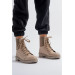 Women's Beige Lace-Up Boots Tr0180B