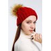 Women's Claret Red Knit Pompom Beanie Br2022-009
