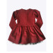 Girl Claret Red Tulle Detailed Short Sleeve Dress