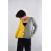 Women's 3 Button Double Color Yellow Gray Woven Cardigan