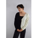 Women's 3-Button Double Color Black And White Woven Cardigan