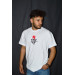 Unisex White Kingz Of Rap Printed Oversize T-Shirt 100% Cotton