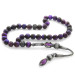 1000 Sterling Silver Kazaz Tasseled Globe Cut Purple Tiger Eye Natural Stone Rosary