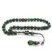 1000 Sterling Silver Kazaz Tasseled Globe Cut Green Tiger Eye Natural Stone Rosary