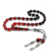 925 Sterling Silver Double Tasseled Barley Cut Strained Red Fire Amber Rosary