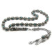 925 Sterling Silver Tasseled Silver-Turquoise-Enamel Engraved Erzurum Oltu Stone Rosary