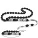 925 Sterling Silver Tasseled Silver Tri-Honored Nakkaş Embroidered Black Spinning Amber Rosary