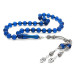 925 Sterling Silver Tasseled Istanbul Cut Navy Blue Spinning Amber Rosary
