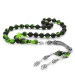 925 Sterling Silver Tasseled Istanbul Cut Strained Green-Black Fire Amber Rosary