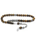 925 Sterling Silver Tasseled Sphere Cut Tiger Eye Natural Stone Rosary