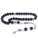 925 Sterling Silver Tasseled Globe Cut Blue Tiger Eye Natural Stone Rosary