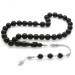 925 Sterling Silver Tasseled Globe Cut Black Kuka Rosary