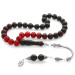 925 Sterling Silver Tasseled Globe Cut Strained Red-Black Fire Amber Rosary