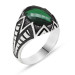 925 Sterling Silver Green Zircon Stone Men's Ring