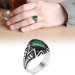 خاتم رجالي من الفضة عيار 925 مرصع بحجر الزركون لون أخضر