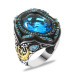 Aqua Zircon Stone Justice Themed 925 Sterling Silver Men's Ring