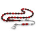 Ayyıldız Tarmaz Metal Tasseled Barley Cut Red-Black Fire Amber Rosary