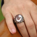 Mother Of Pearl Inlaid "Vav" Motif Handcrafted 925 Sterling Silver Ring On Tortoiseshell
