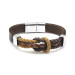 Knot Design Brown Leather-Steel Combined Men's Bracelet