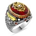 Facet Cut Red Zircon Stone Personalized 925 Sterling Silver Men's Ring