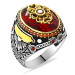 Facet Cut Red Zircon Stone Personalized 925 Sterling Silver Men's Ring