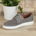 Gray Lace-Up Genuine Leather Loafer Men's Casual Shoes