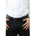حزام رجالي من الجلد موديل كلاسيكي بلون اسود عرض 3,5 سم