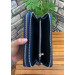 Guard Double Zippered Navy Blue Leather Clutch Bag