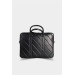 Guard Horizontal Stitched Leather Briefcase With Laptop Entry (Black)