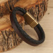 Brown Black Knitted Leather Men's Bracelet