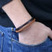 Brown Tan Knitted Leather Men's Bracelet