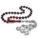 Tarmaz Metal Mecidiye Tasseled Istanbul Cut Strained Red-Black Fire Amber Rosary