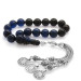 Tarnish Metal Mecidiye Tasseled Blue-Black Spinned Amber Efe Rosary