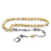 Non-Tarnish Metal Tasseled Sphere Cut Yellow Mother Of Pearl Natural Stone Rosary