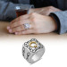 خاتم رجالي من الفضة عيار 925 بتصميم مربع على شكل هلال ونجمة