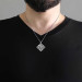 Datamatrix Design 925 Sterling Silver Personalized Men's Necklace
