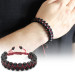 Red Macrame Braided Sphere Cut Double Row Onyx Natural Stone Bracelet