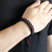 Red Macrame Braided Sphere Cut Double Row Onyx Natural Stone Bracelet