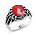 Red Oval Zircon Stone 925 Sterling Silver Men's Ring