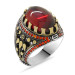 Red Zircon Stone Oval Design 925 Sterling Silver Men's Ring