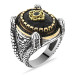 Dome Design Facet Cut Black Zircon Stone 925 Sterling Silver Men's Ring