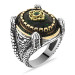 Dome Design Facet Cut Green Zircon Stone 925 Sterling Silver Men's Ring