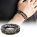 Sphere Cut Black Onyx-Tiger Eye-Hematite Combined Natural Stone Bracelet