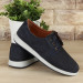 Navy Blue Lace-Up Genuine Leather Men's Casual Shoes