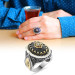 خاتم من الفضة عيار 925 بتصميم توليب وبكتابة اسم من حجر الزركون لون اسود