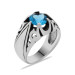 خاتم رجالي من الفضة عيار 925 بتصميم بسيط مع حجر الزركون لون أزرق