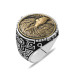 Oval Design Freedom Eagle Themed 925 Sterling Silver Men's Ring