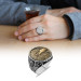 خاتم من الفضة عيار 925 بتصميم بيضاوي بتصميم نسر الحرية